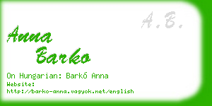 anna barko business card